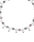 VOJ Set of 2 Silver Plated Floral Designed Meenakari Anklet | Grocsy