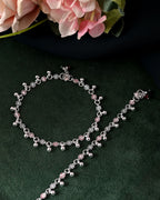 VOJ Set of 2 Silver Plated Floral Designed Meenakari Anklet | Grocsy