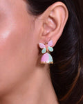 VOJ Multi Color Butterfly Contemporary Jhumka Earrings
