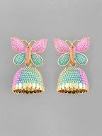 VOJ Multi Color Butterfly Contemporary Jhumka Earrings