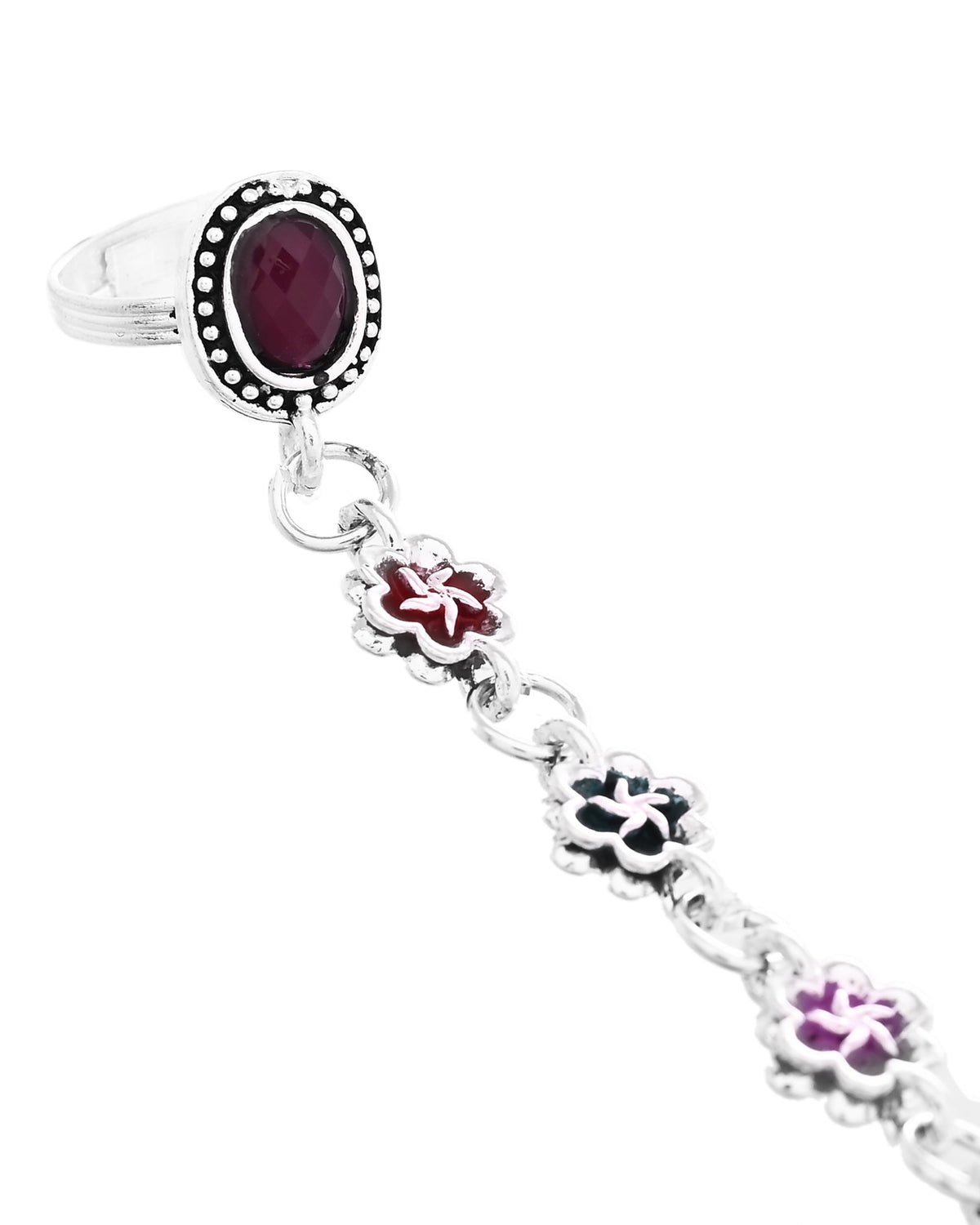 VOJ Set of 2 Floral Designer Meenakari Anklet with Toe Ring | Grocsy