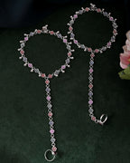 VOJ Set of 2 Floral Designer Meenakari Anklet with Toe Ring | Grocsy