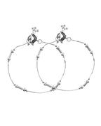 VOJ Set of 2 Silver Plated Pipe Shaped Designer Anklet | Grocsy