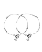 VOJ Set of 2 Silver Plated Pipe Shaped Designer Anklet | Grocsy