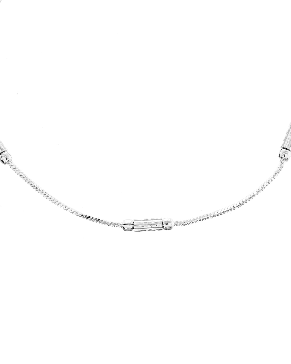 VOJ Set of 2 Silver Plated Pipe Shaped Handcrafted Anklet | Grocsy
