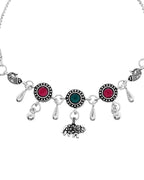VOJ Set of 2 Silver Plated Stone Studded Designer Anklet | Grocsy