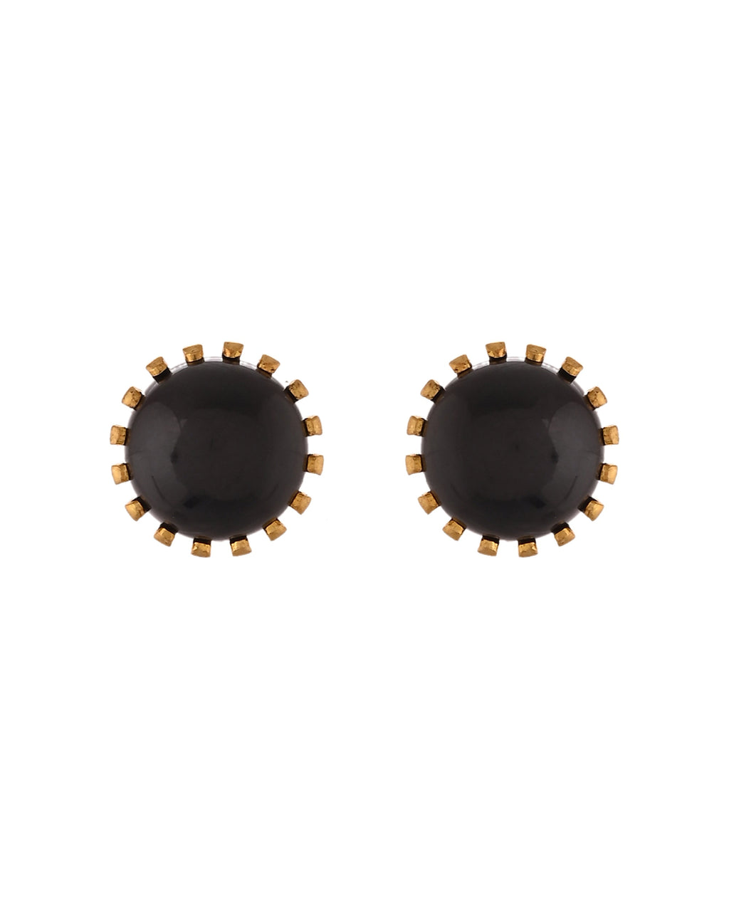 VOJ Gold Polished Stainless Steel Black Pearl Studded Chain Set | Grocsy