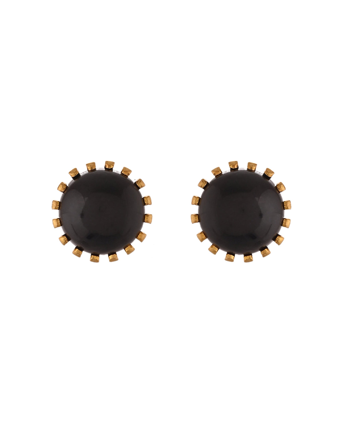 VOJ Gold Polished Stainless Steel Black Pearl Studded Chain Set | Grocsy