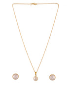 VOJ Gold Polished Stainless Steel White Pearl Studded Chain Set | Grocsy