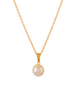 VOJ Gold Polished Stainless Steel White Pearl Studded Chain Set | Grocsy