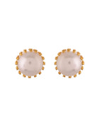 VOJ Gold Polished Stainless Steel White Pearl Studded Chain Set | Grocsy