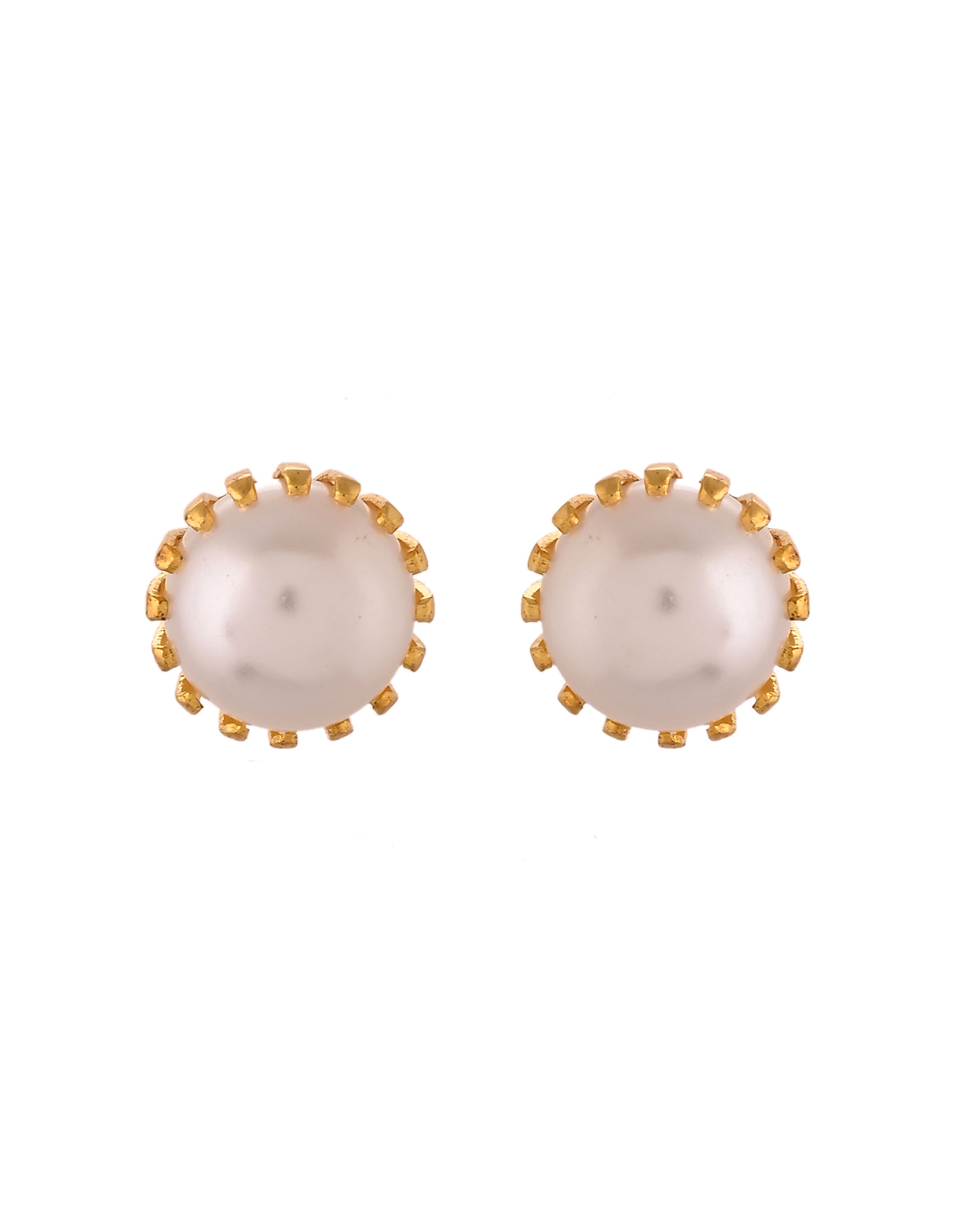 VOJ Gold Polished Stainless Steel White Pearl Studded Chain Set | Grocsy