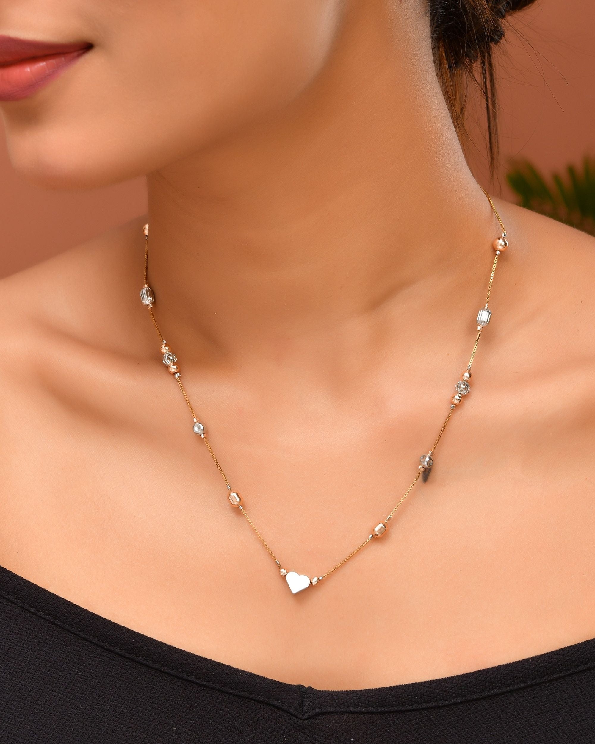 VOJ Stainless Steel Hand Crafted Rose Gold Polished Beaded Chain | Grocsy