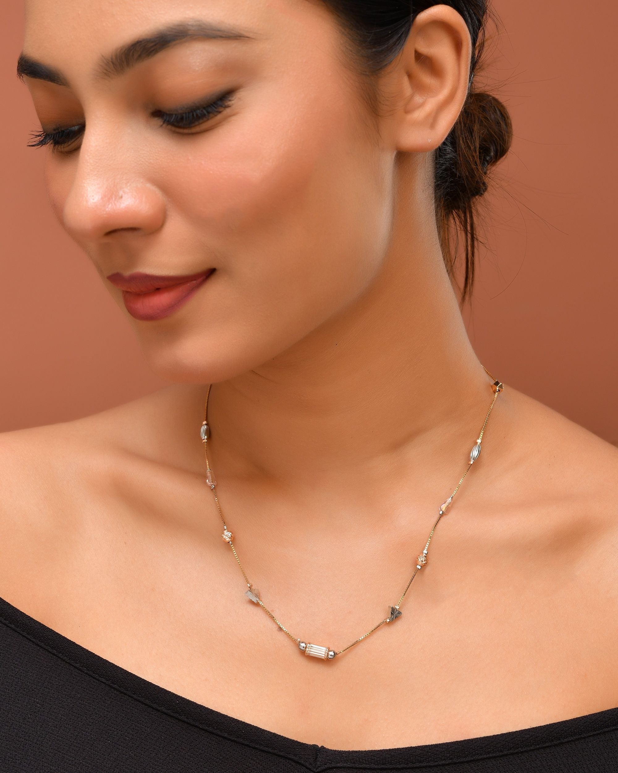 VOJ Stainless Steel Hand Crafted Rose Gold Polished Chain With Beads | Grocsy