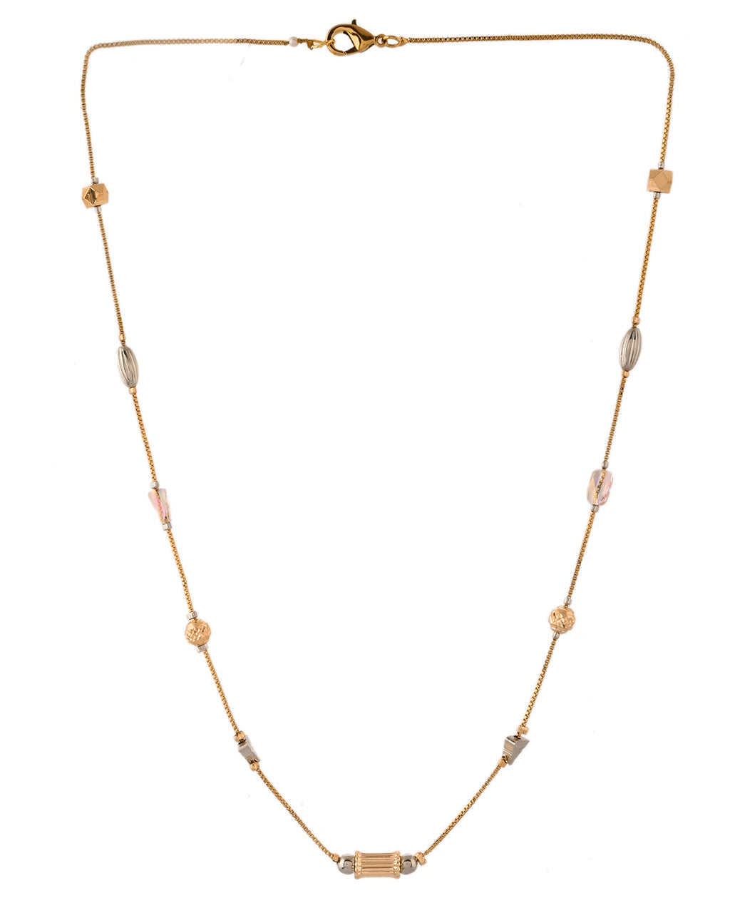 VOJ Stainless Steel Hand Crafted Rose Gold Polished Chain With Beads | Grocsy