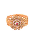 VOJ Stainless Steel Gold Polished Kundan Studded Wraparound Circular Bracelet | Grocsy