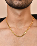 VOJ Men's Gold Polished Stainless Steel Biscuit Chain With Hand Crafted Design | Grocsy