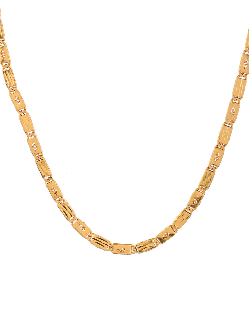 VOJ Men's Gold Polished Stainless Steel Biscuit Chain With Hand Crafted Design | Grocsy