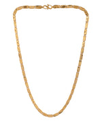 VOJ Men's Gold Polished Stainless Steel Biscuit Chain With Hand Crafted Design | Grocsy