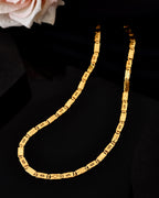 VOJ Men's Gold Polished Stainless Steel Biscuit Chain With Hand Crafted Design | Grocsy