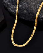 VOJ Men's Gold Polished Stainless Steel With Hand Crafted Design Biscuit Chain | Grocsy