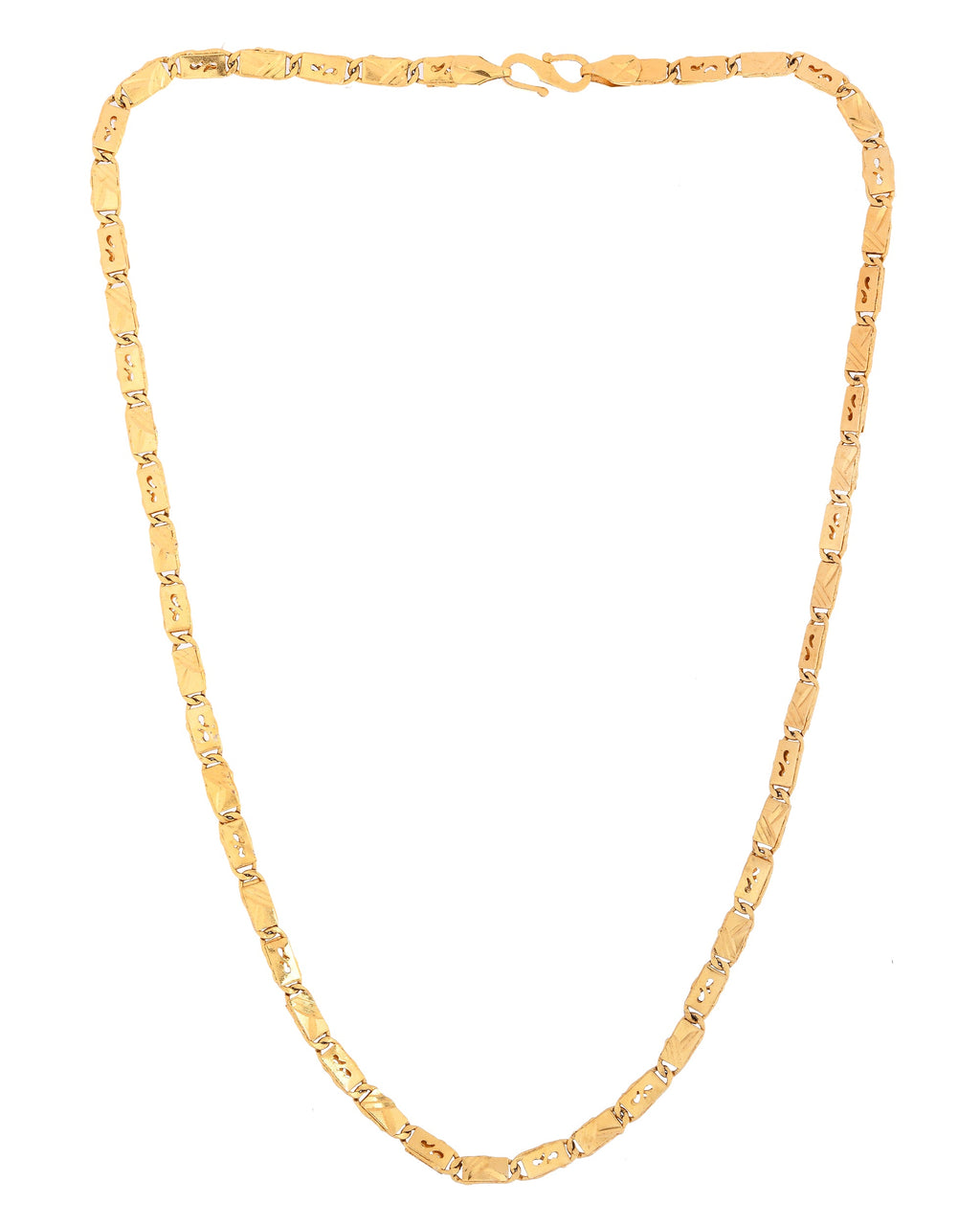 VOJ Men's Gold Polished Stainless Steel Biscuit Chain With Hand Crafted Design | Grocsy