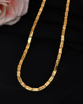 VOJ Men's Gold Polished Stainless Steel Biscuit Chain With Hand Crafted Design | Grocsy