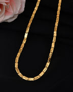 VOJ Men's Gold Polished Stainless Steel Biscuit Chain With Hand Crafted Design | Grocsy
