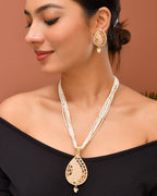 VOJ Gold Polished Kundan Studded Traditional Jewellery Set | Grocsy