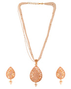 VOJ Gold Polished Kundan Studded Traditional Jewellery Set | Grocsy