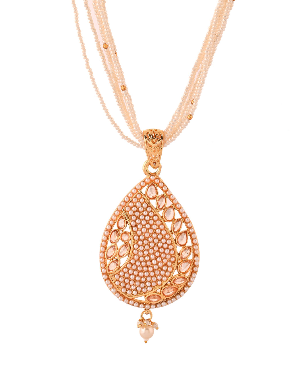 VOJ Gold Polished Kundan Studded Traditional Jewellery Set | Grocsy