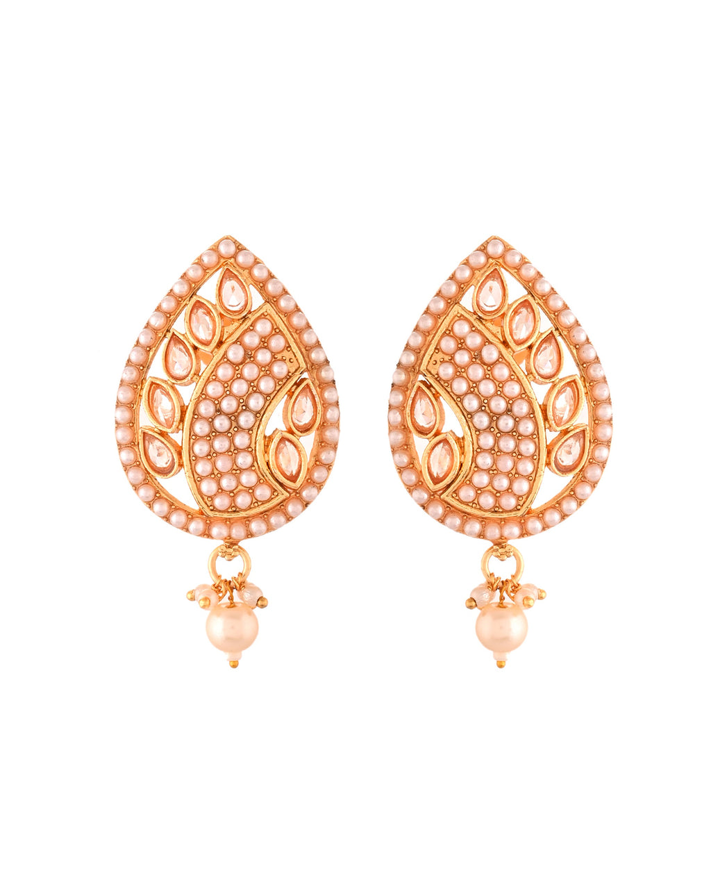 VOJ Gold Polished Kundan Studded Traditional Jewellery Set | Grocsy