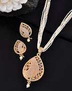 VOJ Gold Polished Kundan Studded Traditional Jewellery Set | Grocsy