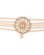 VOJ Gold Polished Stone And Pearl Studded Traditional Chokar Set | Grocsy