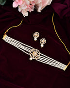 VOJ Gold Polished Stone And Pearl Studded Traditional Chokar Set | Grocsy