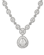 VOJ Silver Plated AD Stone Studded Elegant Necklace And Earrings Set | Grocsy