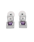 VOJ Silver Plated Geometric Shaped CZ Stone Studded Jewellery Set | Grocsy