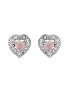 VOJ Silver Plated Baby Pink Stone Studded Heart Shaped Chain Set | Grocsy