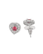 VOJ Silver Plated Pink Stone Studded Heart Shaped Chain Set | Grocsy