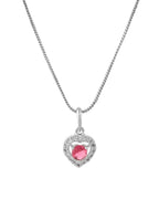 VOJ Silver Plated Pink Stone Studded Heart Shaped Chain Set | Grocsy