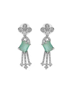 VOJ Silver Plated CZ Stone Studded Designer Necklace With Earrings Set | Grocsy