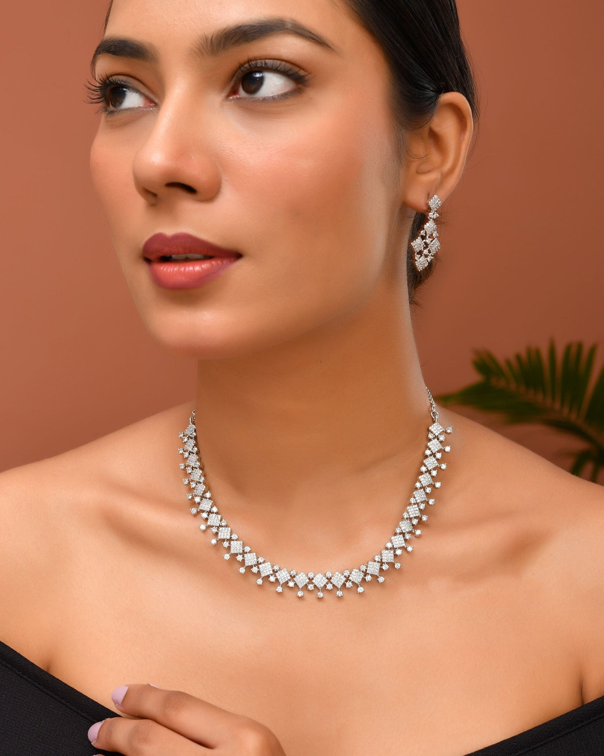 VOJ Silver Plated AD Stone Studded Hand Crafted Jewellery Set | Grocsy
