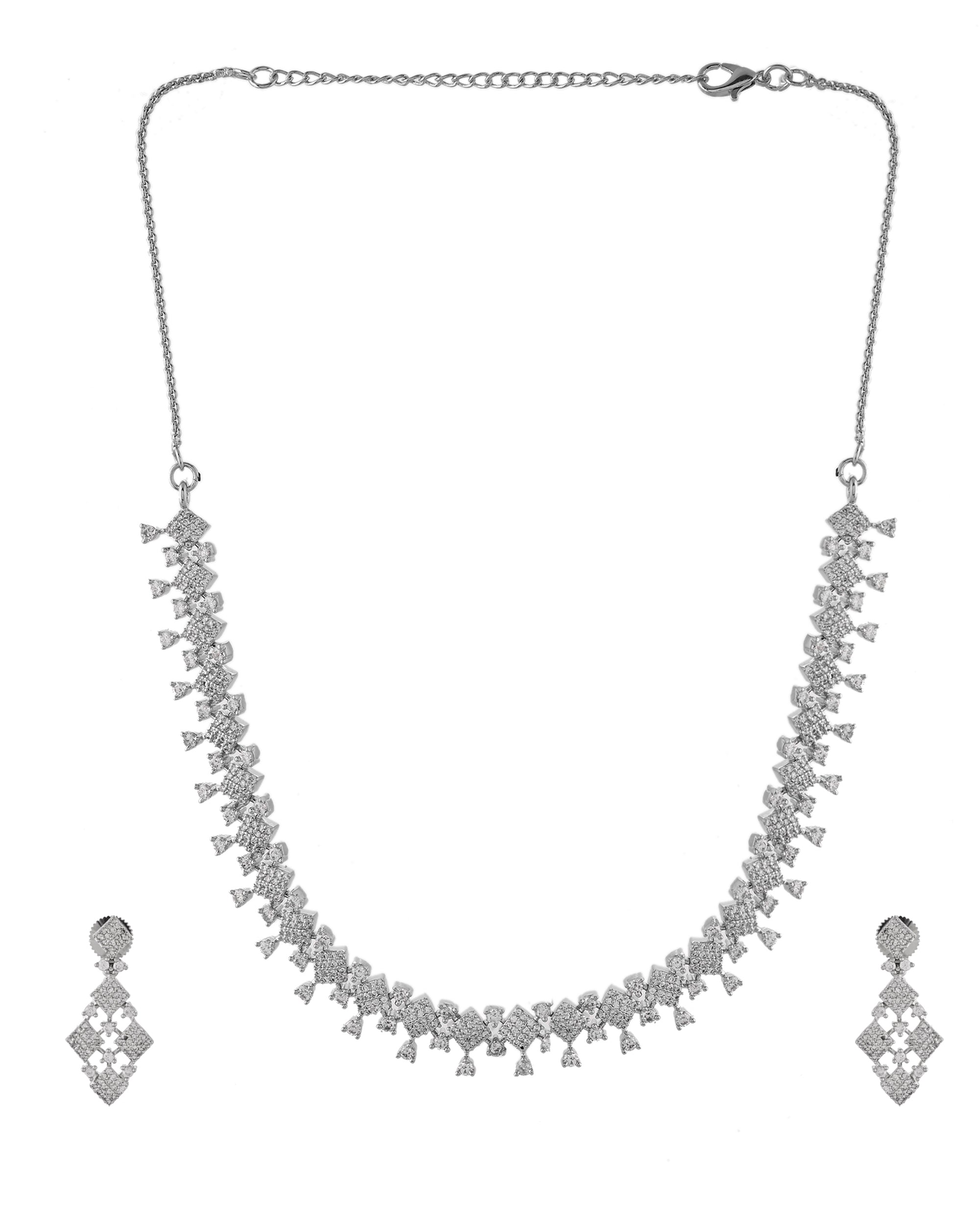 VOJ Silver Plated AD Stone Studded Hand Crafted Jewellery Set | Grocsy