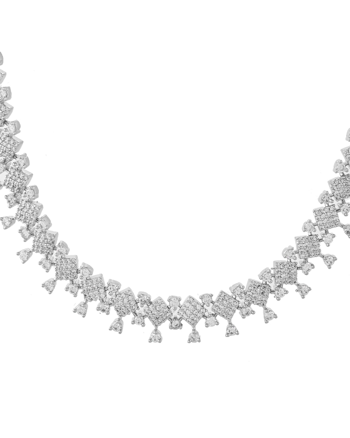 VOJ Silver Plated AD Stone Studded Hand Crafted Jewellery Set | Grocsy