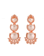 VOJ Rose-Gold Polished AD And Pearl Studded Jewellery Set | Grocsy