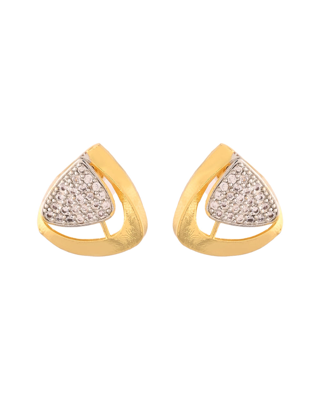 VOJ Gold Polished CZ Stone Studded Geometrical Jewellery Set | Grocsy