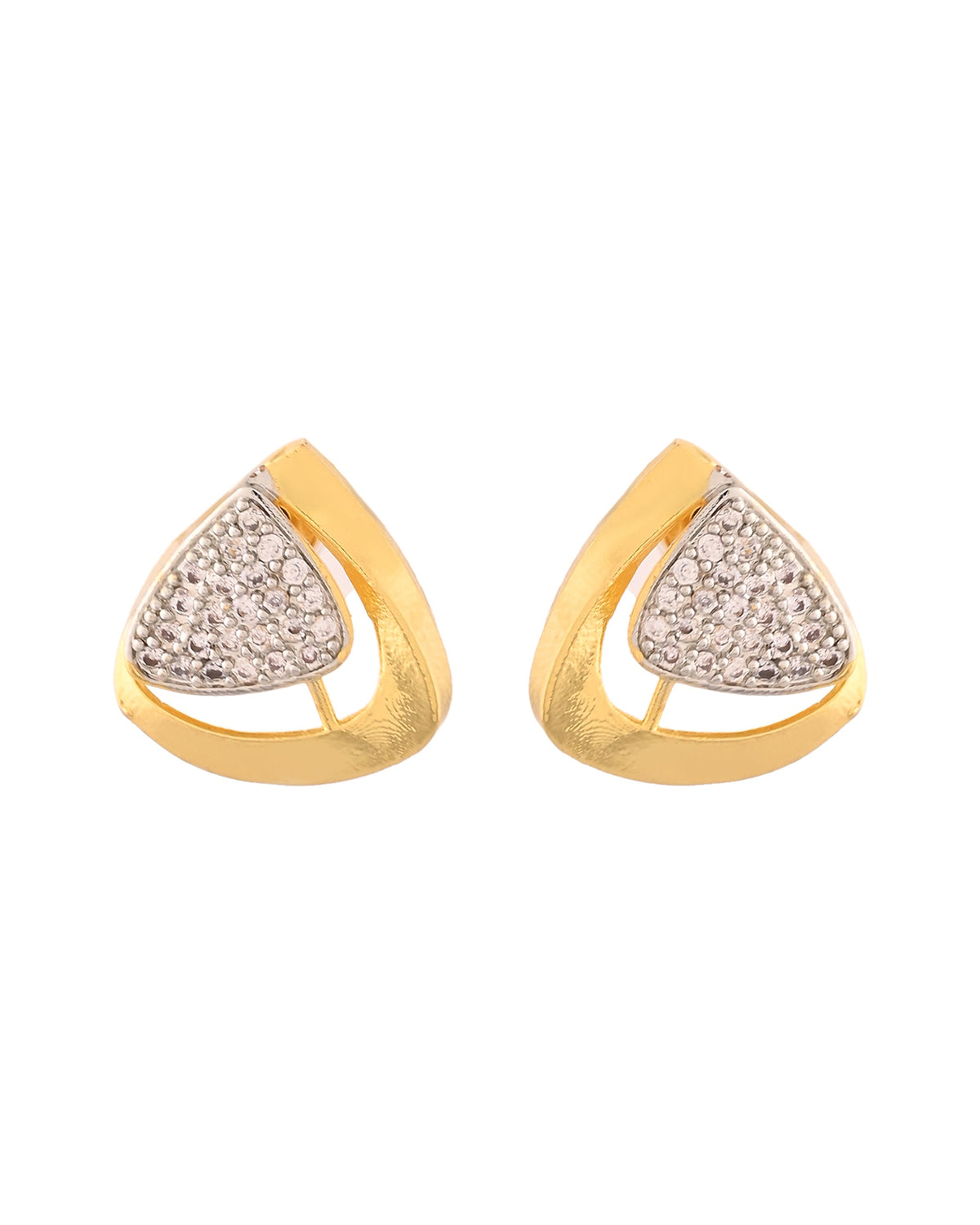 VOJ Gold Polished CZ Stone Studded Geometrical Jewellery Set | Grocsy