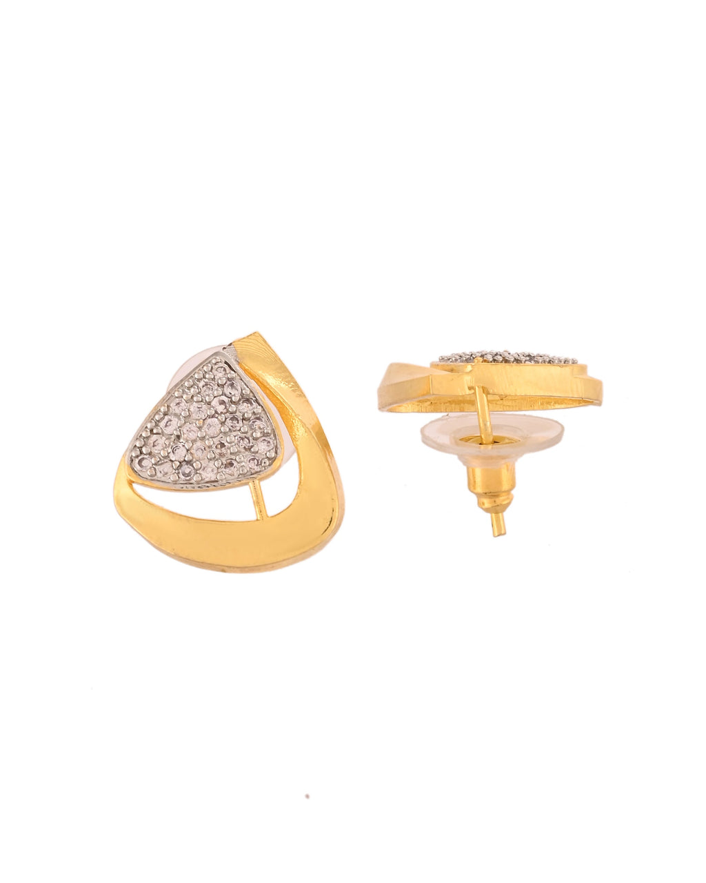 VOJ Gold Polished CZ Stone Studded Geometrical Jewellery Set | Grocsy