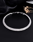 VOJ Silver Plated Choker Two Layer Necklace | Grocsy