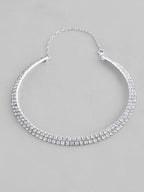 VOJ Silver Plated Choker Two Layer Necklace | Grocsy